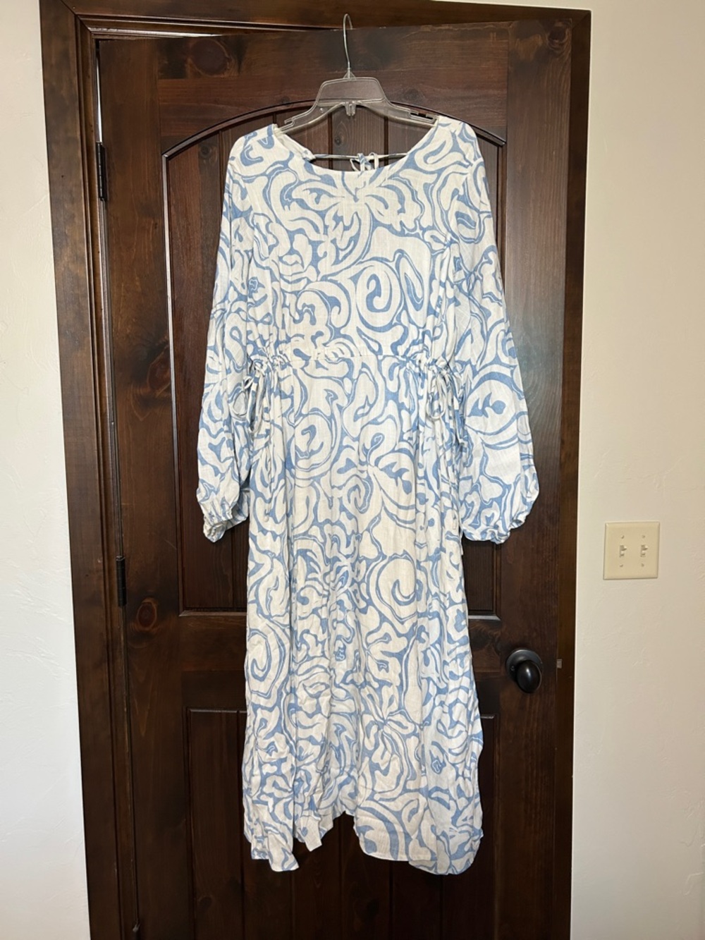 Girl and the Sun Light Blue & White Printed Maxi Dress